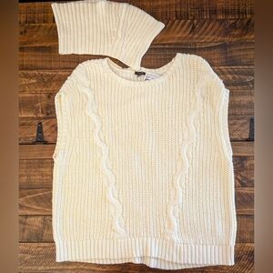 Talbots Sweater Womens 2XL White Cable Knit Sleeveless Round Neck Stretch Casual